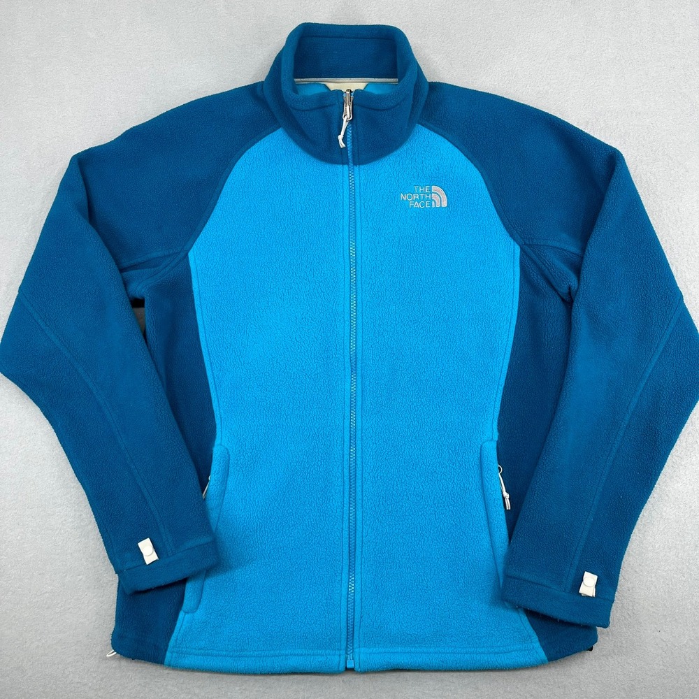 The North Face Womens Blue Colorblock Full Zip Fleece Jacket Large‎